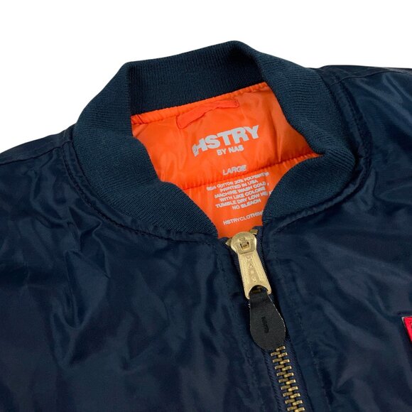 RARE OG HSTRY BY NAS God's Son Bomber Jacket Mens Size L Navy - Picture 7 of 12